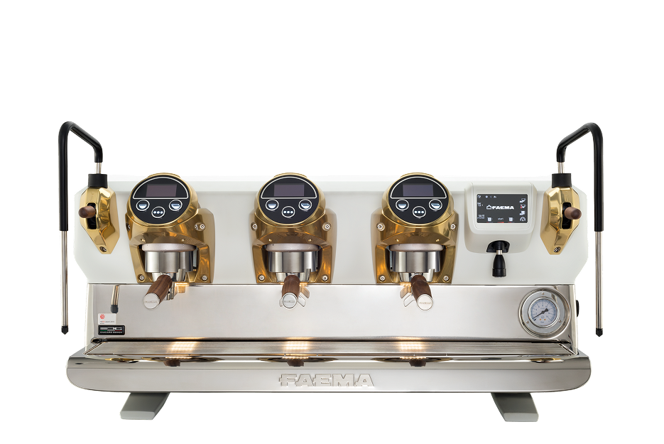 A coffee machine with four valves and a timer.