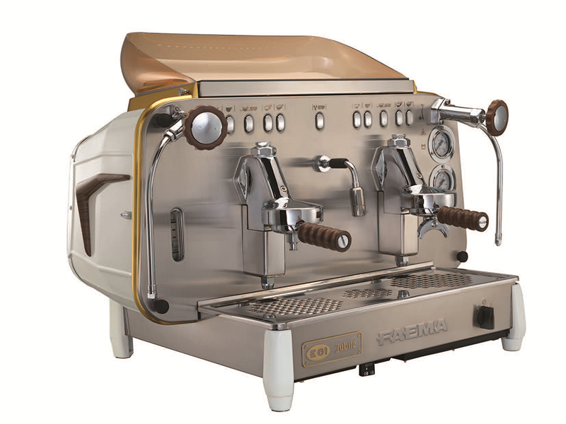 A coffee machine with two cups and one cup holder.