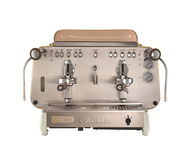 A coffee machine with two cups and one cup holder.